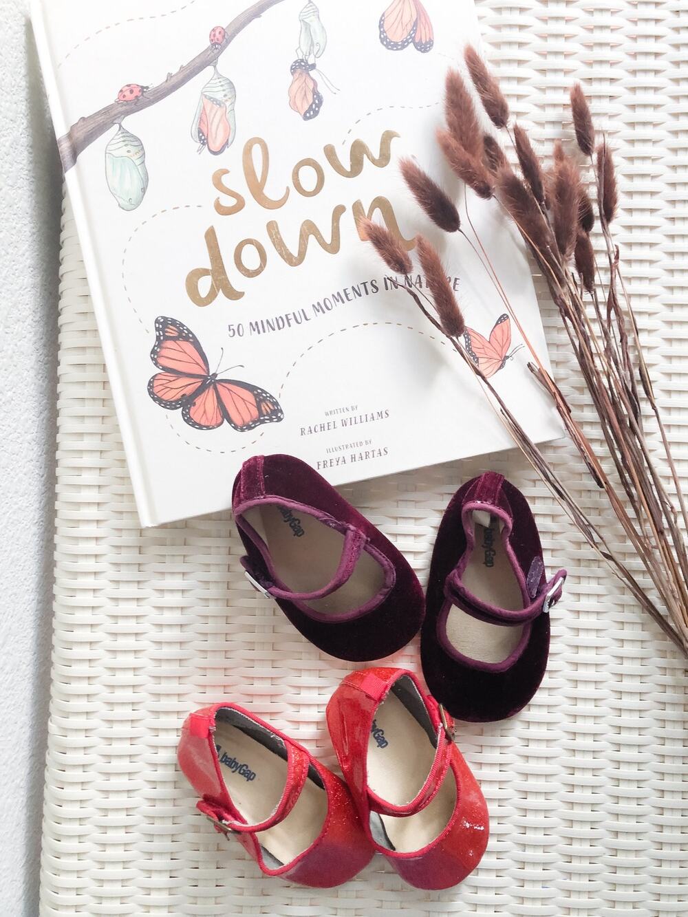 2 pairs Baby gap ballet flats shimmer + velvet holiday colors